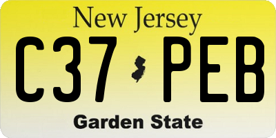 NJ license plate C37PEB