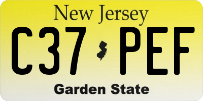 NJ license plate C37PEF
