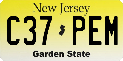NJ license plate C37PEM