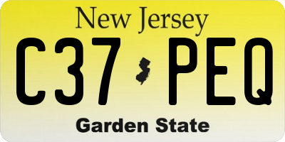 NJ license plate C37PEQ