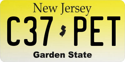 NJ license plate C37PET