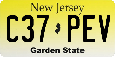 NJ license plate C37PEV