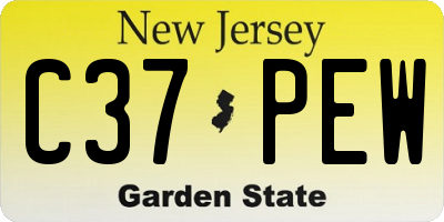 NJ license plate C37PEW