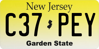 NJ license plate C37PEY