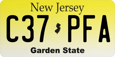 NJ license plate C37PFA