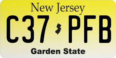 NJ license plate C37PFB