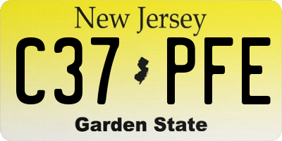 NJ license plate C37PFE