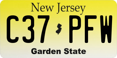 NJ license plate C37PFW