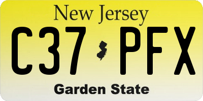 NJ license plate C37PFX