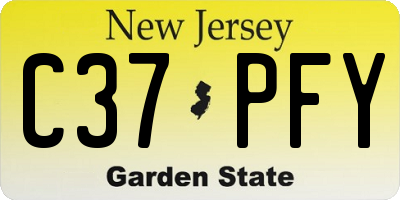 NJ license plate C37PFY