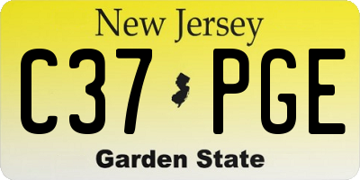 NJ license plate C37PGE