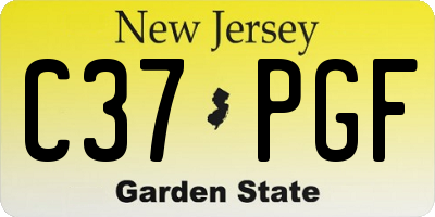 NJ license plate C37PGF