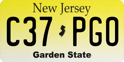 NJ license plate C37PGO