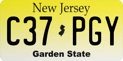 NJ license plate C37PGY