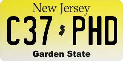 NJ license plate C37PHD