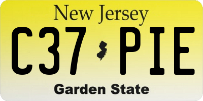 NJ license plate C37PIE