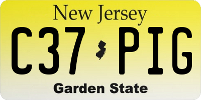 NJ license plate C37PIG