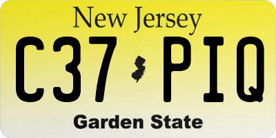 NJ license plate C37PIQ