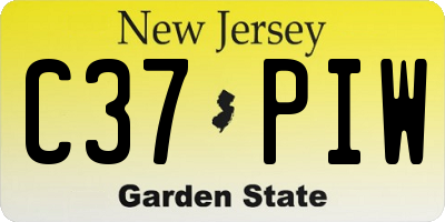 NJ license plate C37PIW