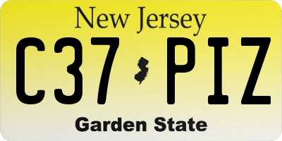 NJ license plate C37PIZ