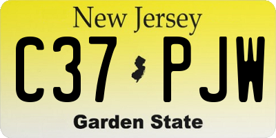 NJ license plate C37PJW