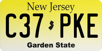 NJ license plate C37PKE