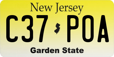 NJ license plate C37POA