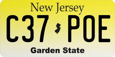 NJ license plate C37POE