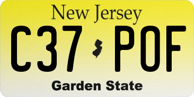 NJ license plate C37POF