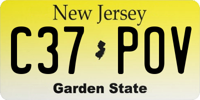 NJ license plate C37POV