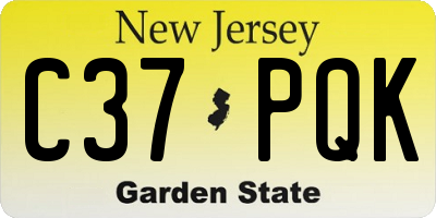 NJ license plate C37PQK