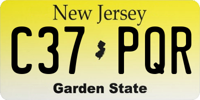 NJ license plate C37PQR