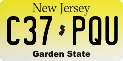 NJ license plate C37PQU