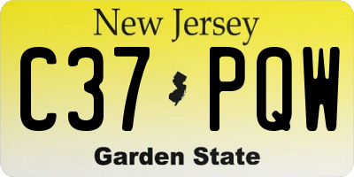 NJ license plate C37PQW