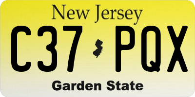 NJ license plate C37PQX