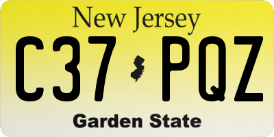 NJ license plate C37PQZ