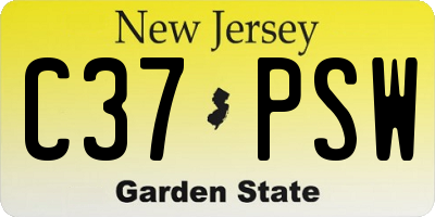 NJ license plate C37PSW