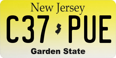 NJ license plate C37PUE