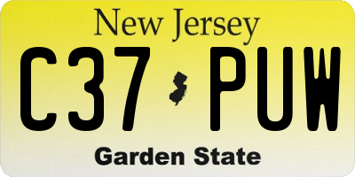 NJ license plate C37PUW