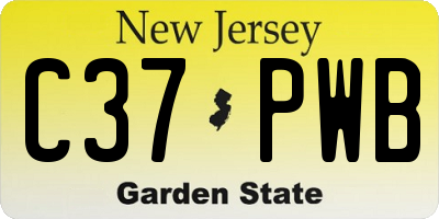 NJ license plate C37PWB