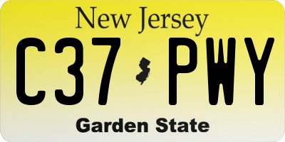 NJ license plate C37PWY