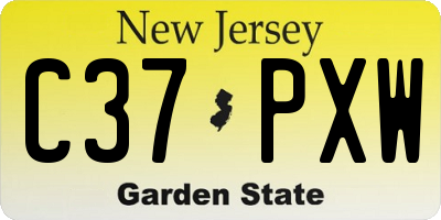 NJ license plate C37PXW