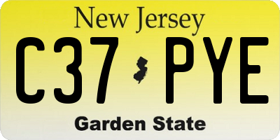 NJ license plate C37PYE