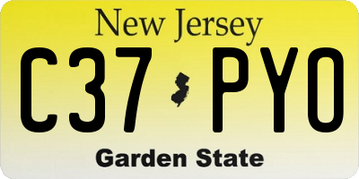 NJ license plate C37PYO