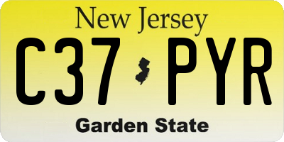 NJ license plate C37PYR