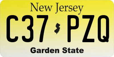NJ license plate C37PZQ
