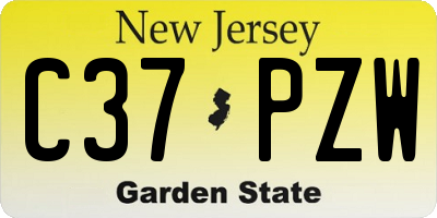 NJ license plate C37PZW