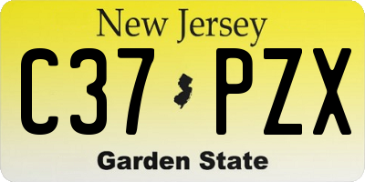 NJ license plate C37PZX