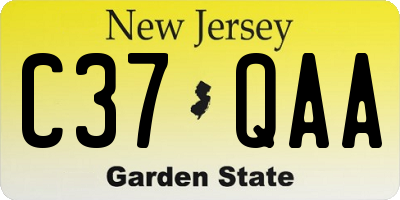NJ license plate C37QAA