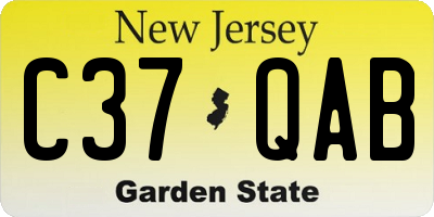 NJ license plate C37QAB